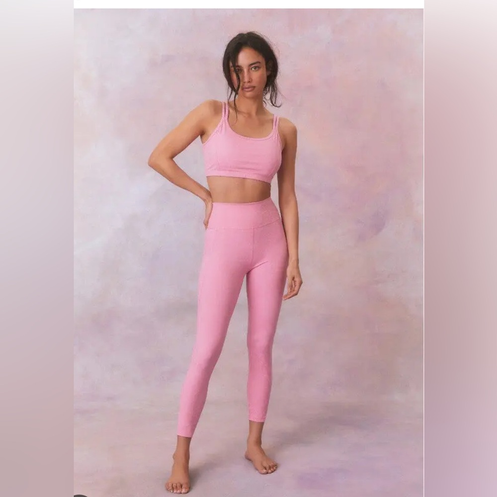 Love Shack Fancy Highland Leggings Bow Pink Rosabelle Small NEW
